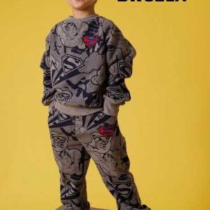 Kids Fashionable Sweater Set, Kids Clothing Print and Trousers Two-Piece Set
